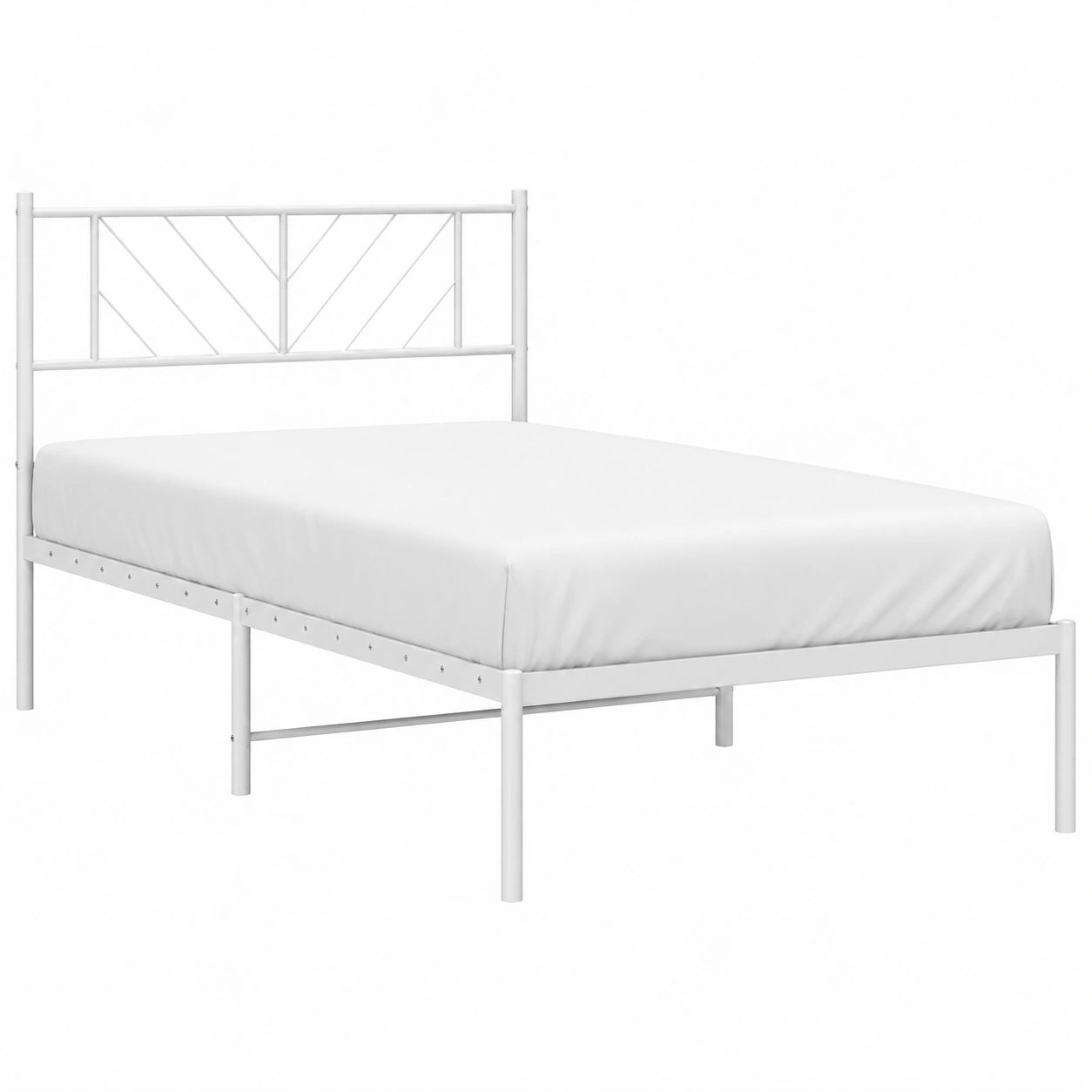 Metall-Einzelbett mit Kopfteil, Lattenrost, 100x200 cm, Weiß