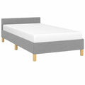 Modernes Einzelbett 90x200 cm mit Kopfteil, Hellgrauer Stoff, Stabile Konstruktion