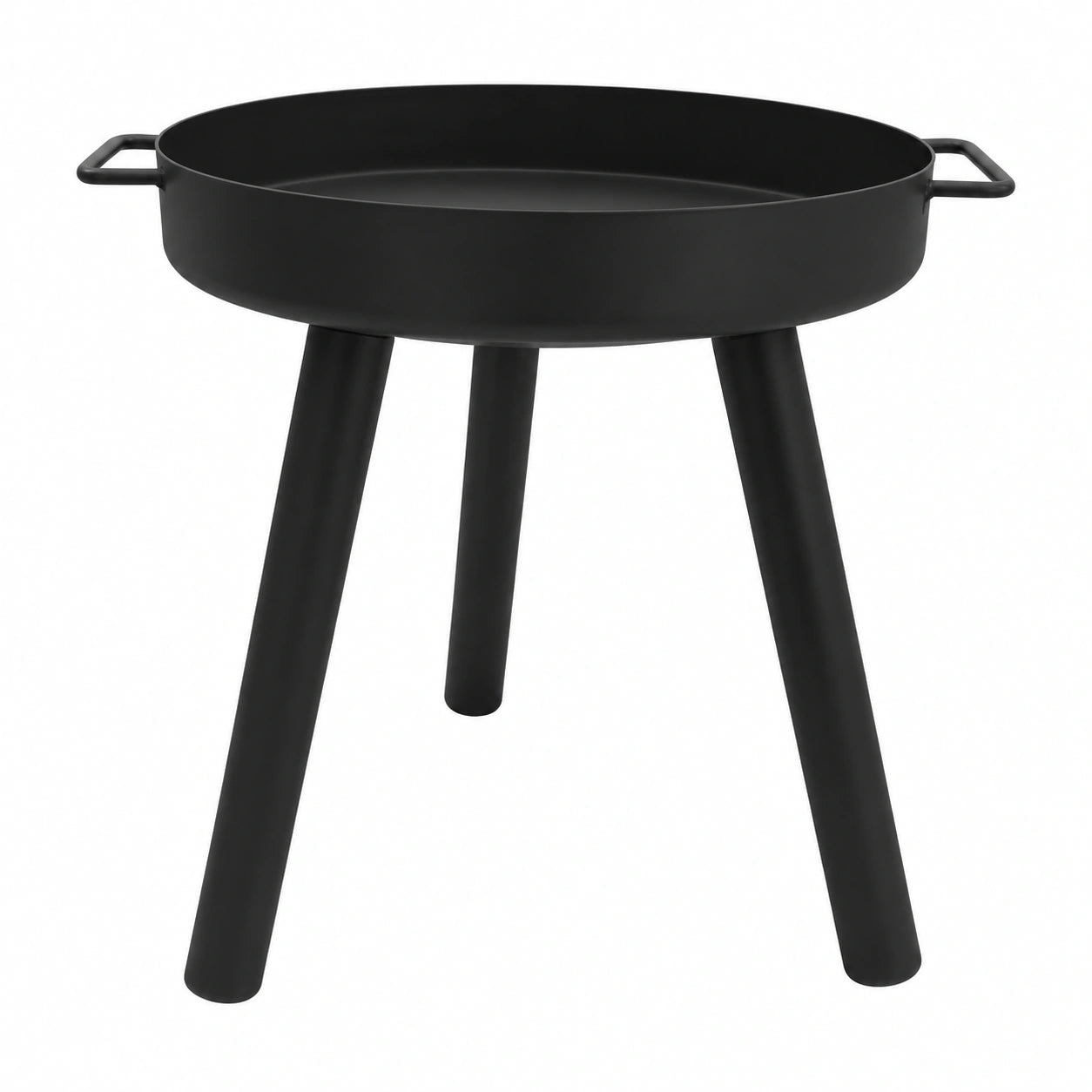 Schwarze Feuerschale aus Stahl mit wechselbaren Beinen, Ø 57 cm, ideal für Garten und Terrasse