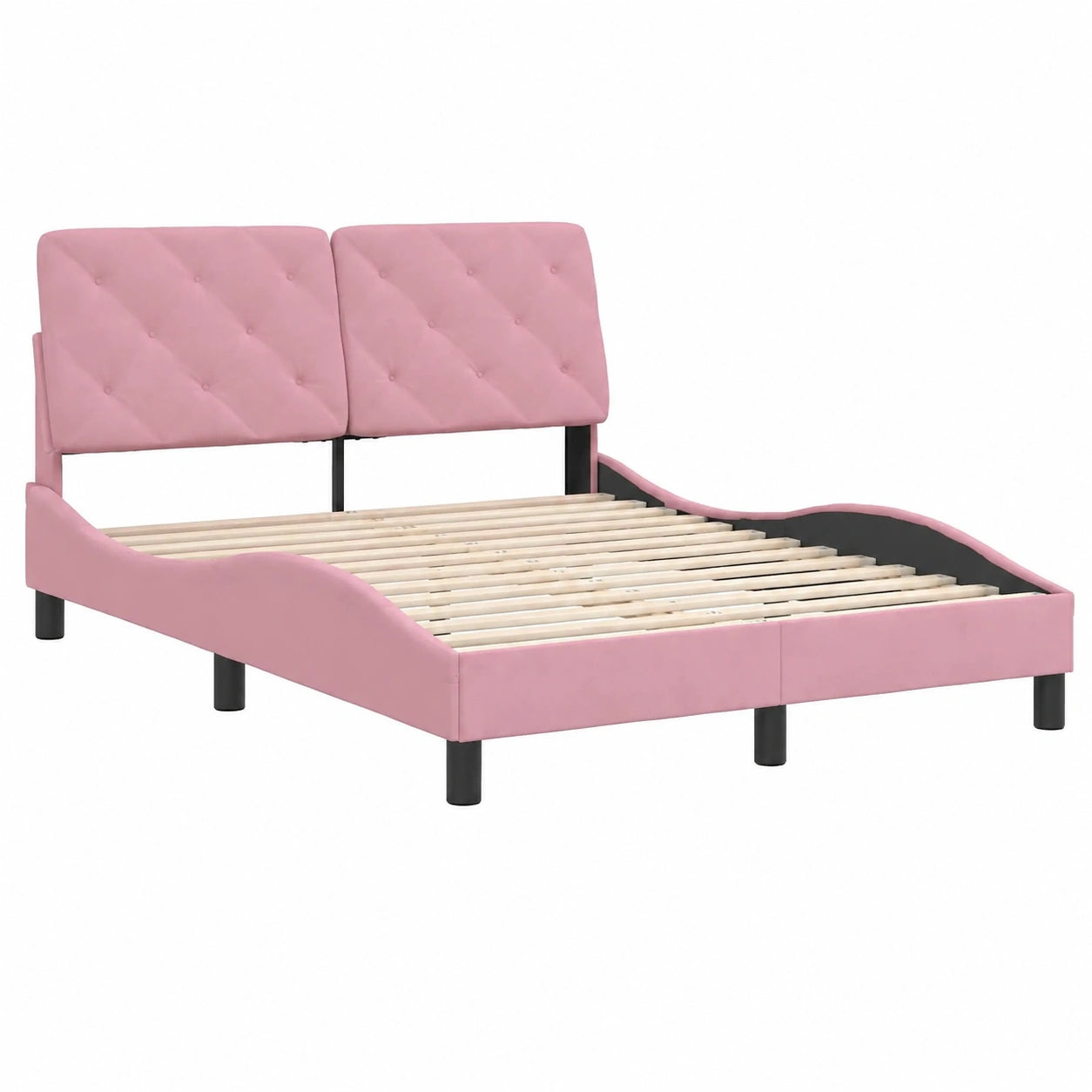 Polsterbett 120x200 cm aus Samt in Rosa inklusive Lattenrost
