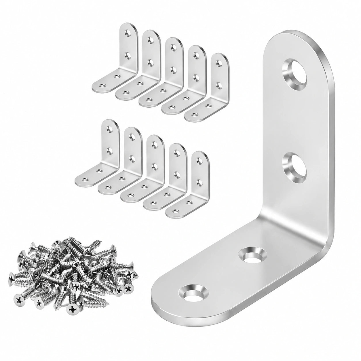 Edelstahl L-Winkel, 4 x 4 cm, 10er-Set mit Schrauben für Möbelmontage