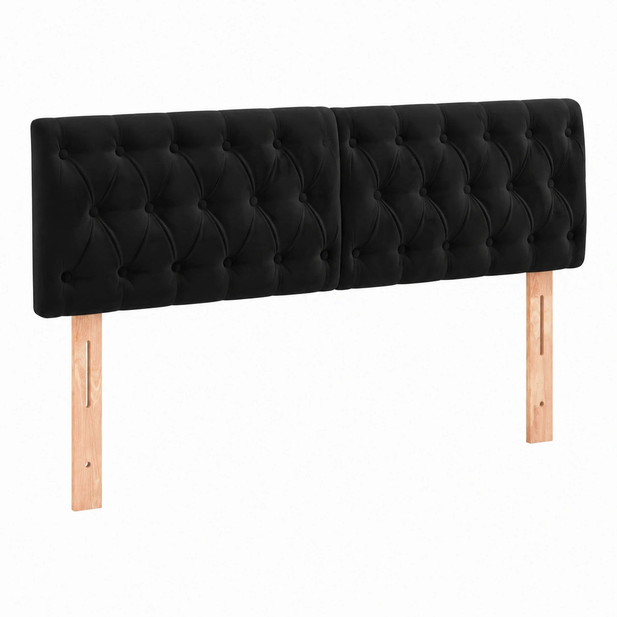 Schwarzes Samt-Polsterkopfteil 144x7x78/88cm für Schlafzimmer