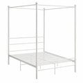 Elegantes Metall-Himmelbett 160x200 cm in Weiß mit Lattenrost