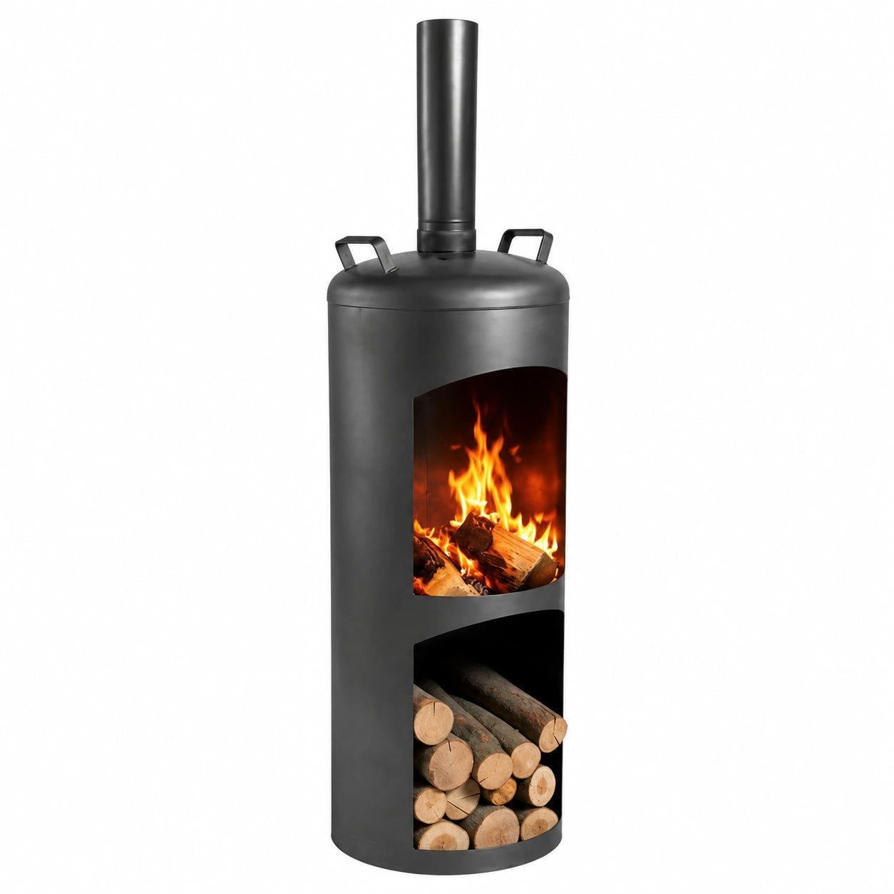 CookKing Gartenofen Faro - Heiz- und Grillkamin aus Stahl, 158 cm hoch