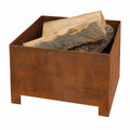 Rechteckiger Feuerkorb aus Stahl in Rostoptik für Garten und Terrasse - 38x38x24cm