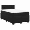 Boxspringbett aus Samt, 120x200cm, mit Matratze und Lattenrost, Schwarz