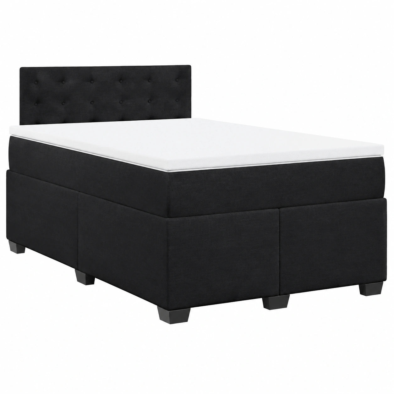 Boxspringbett aus Samt, 120x200cm, mit Matratze und Lattenrost, Schwarz