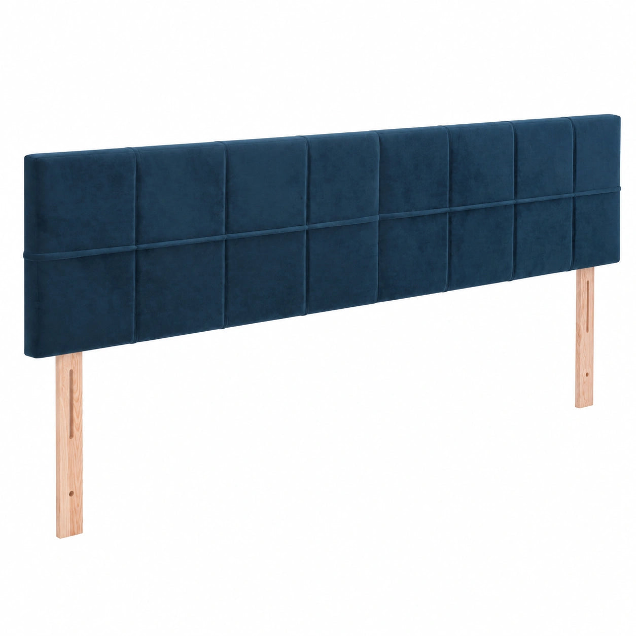 Polster-Kopfteil aus Samt, dunkelblau, 90x5x78/88cm, Set aus 2 Stück