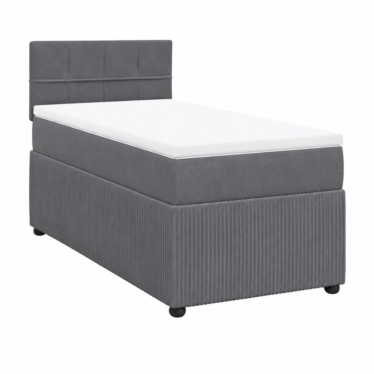 Moderne Polsterbett Einzelbett mit Matratze und Auflage, 100x200 cm, Dunkelgrau Samt