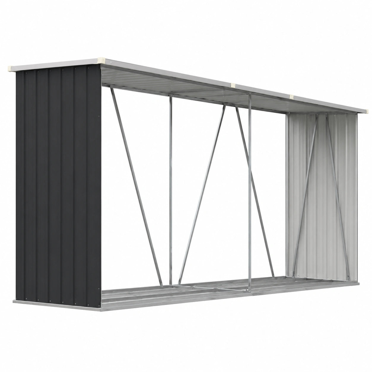 Großes vidaXL Holzlager aus verzinktem Stahl, anthrazit, 330x84x152cm
