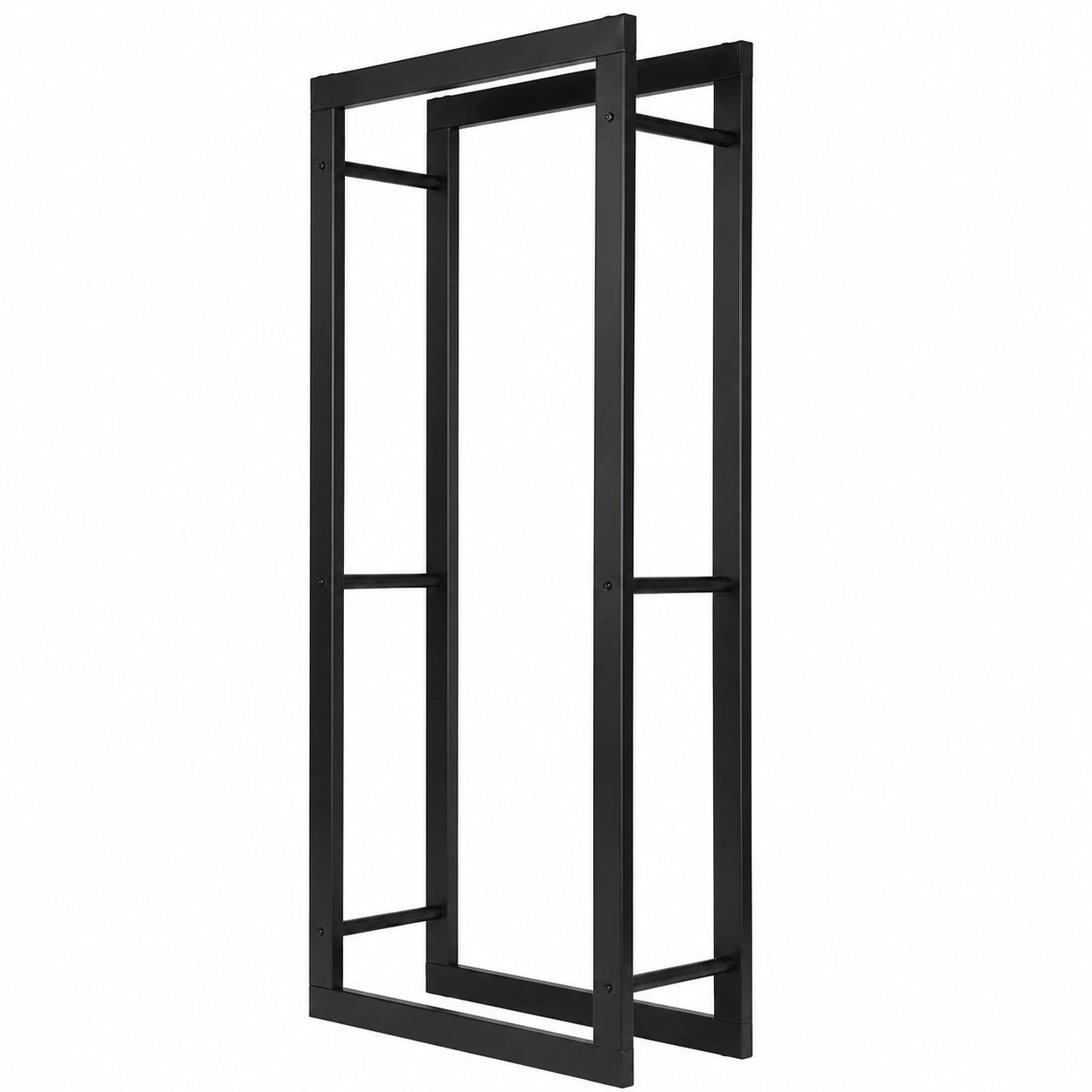 Robustes Kaminholzregal aus Metall für Innen- und Außenbereich, Schwarz, 60x25x150 cm