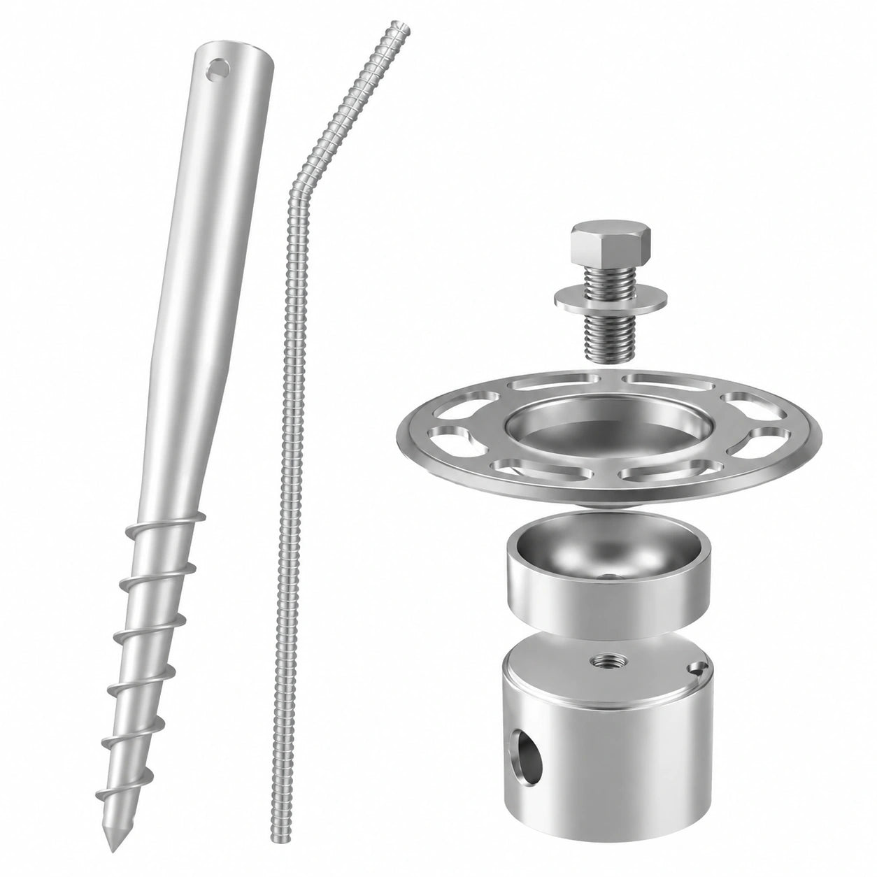 4-teiliges Schraubfundament-Set, ø 60 mm, 80 cm, M12, kippbar