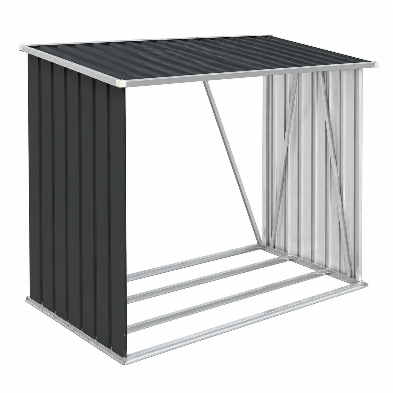 vidaXL Kaminholzregal aus Stahl, anthrazit, 163x83x154 cm