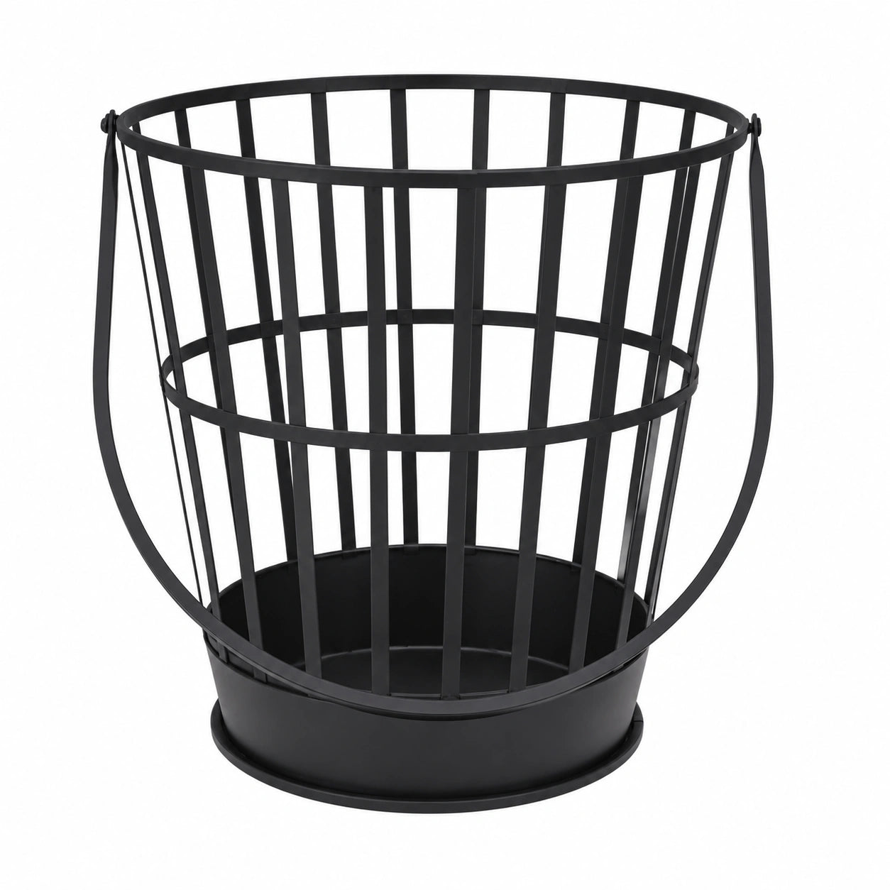 Runder Feuerkorb 38xH39cm aus pulverbeschichtetem Stahl, Schwarz, mit Tragegriff