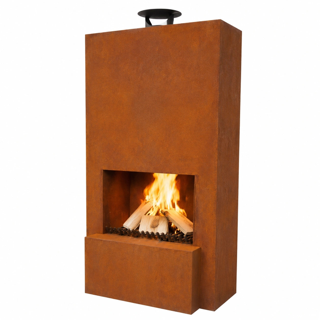 Gartenkamin Pinacate aus Cortenstahl in Edelrostoptik, 150x88x47cm - Robuste Feuerstelle für Terrasse und Garten