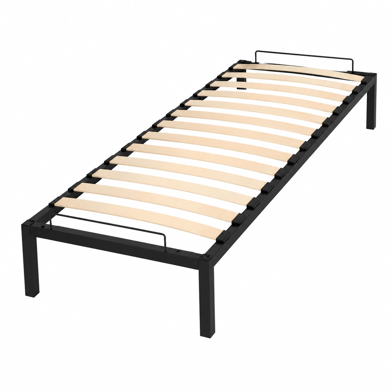 Metallbett 80x200cm mit Stauraum, inkl. elastischem Birkenholzlattenrost, Höhe 27,5cm, einfache Montage, Gästebett in Schwarz