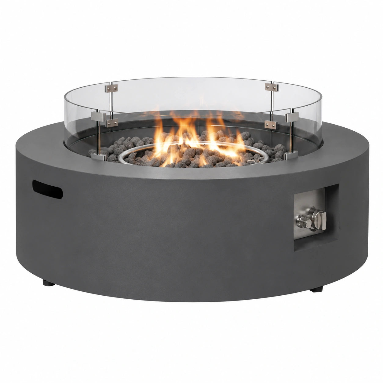 Luxuriöser Gas-Feuerstelle für den Garten, Ø 104 cm, Dunkelgrau