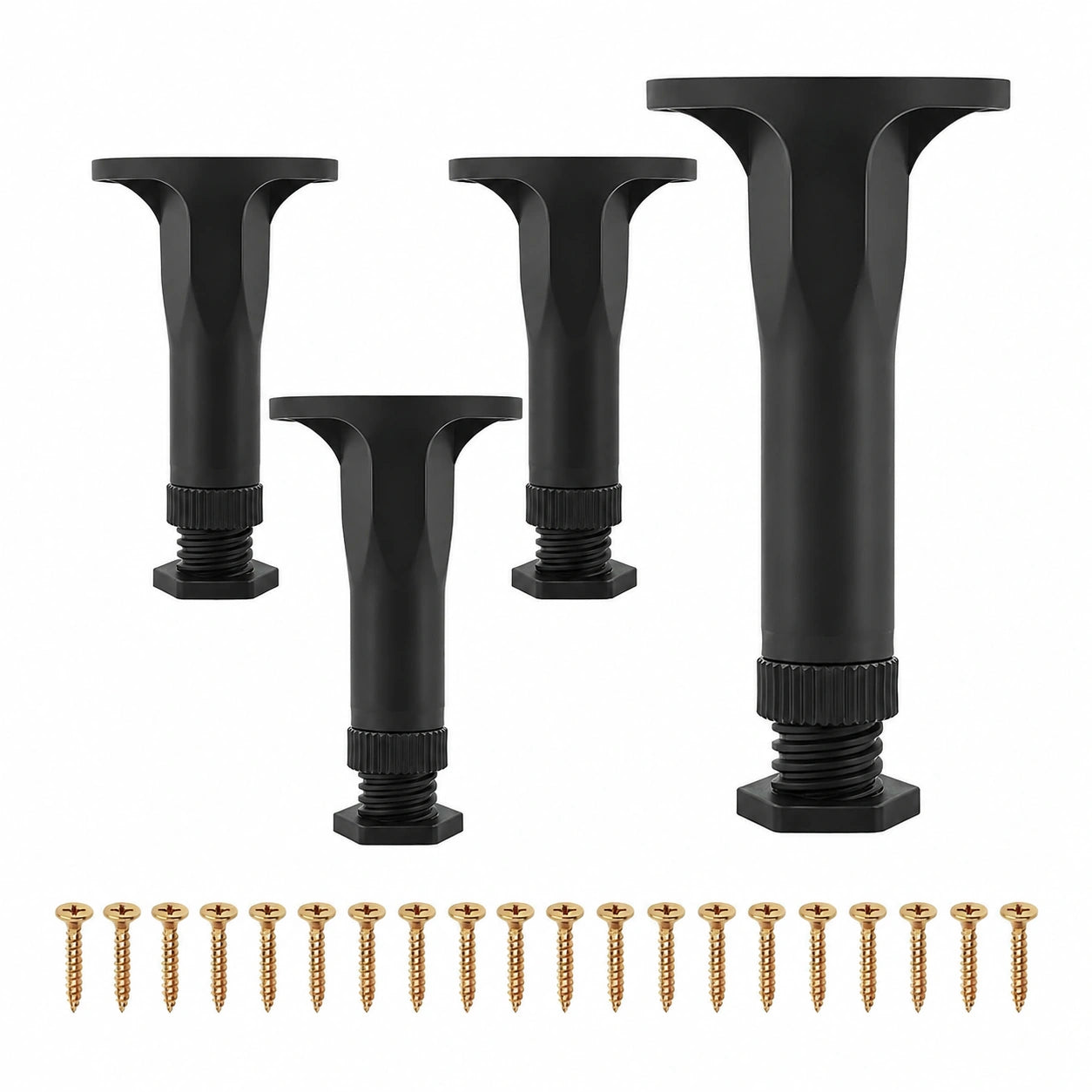 Verstellbare Möbelstützfüße 13,5-22,5 cm, Schwarz, für Betten und Schränke