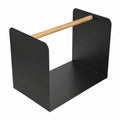 Tuning-Art Kaminholzregal Edelstahl Modern Design Innen/Außen Schwarz mit Holzgriff