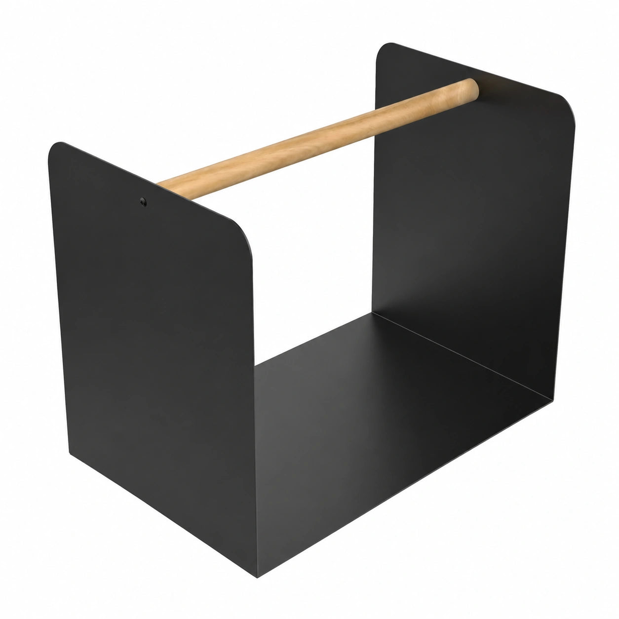 Tuning-Art Kaminholzregal Edelstahl Modern Design Innen/Außen Schwarz mit Holzgriff
